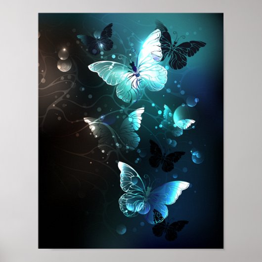 Mint Night Butterflies Poster (Voorkant)
