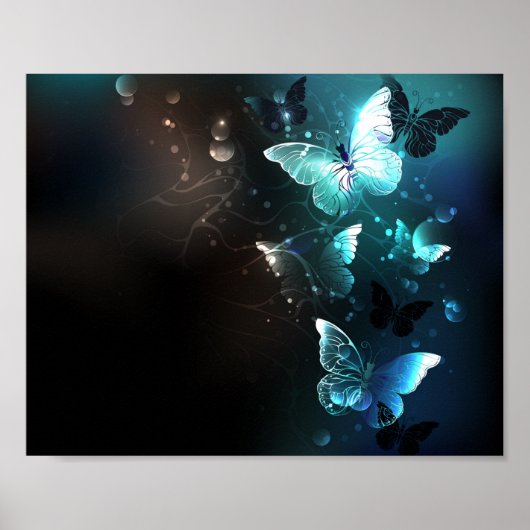 Mint Night Butterflies Poster (Voorkant)