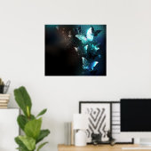 Mint Night Butterflies Poster (Thuiskantoor)
