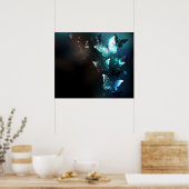 Mint Night Butterflies Poster (Keuken)