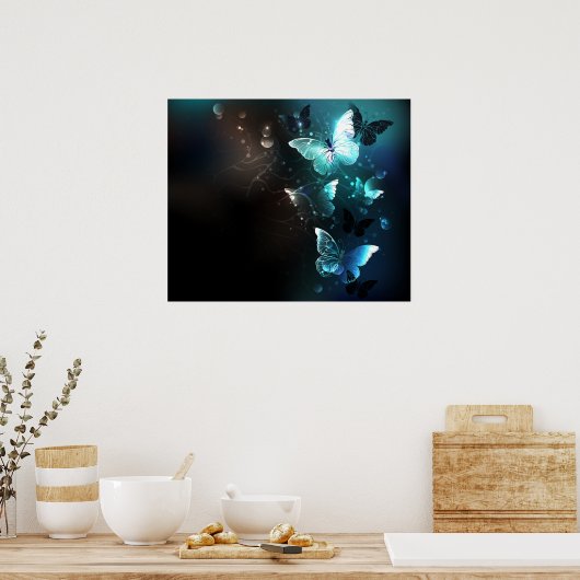 Mint Night Butterflies Poster (Keuken)