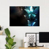 Mint Night Butterflies Poster (Thuiskantoor)