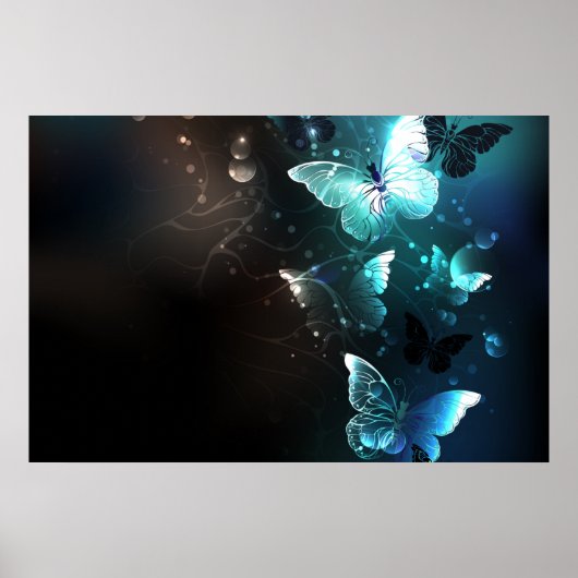 Mint Night Butterflies Poster (Voorkant)