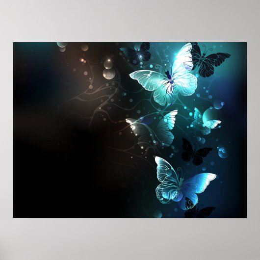 Mint Night Butterflies Poster (Voorkant)
