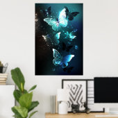Mint Night Butterflies Poster (Thuiskantoor)