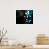 Mint Night Butterflies Poster (Keuken)
