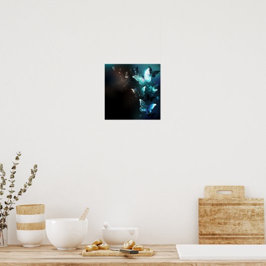 Mint Night Butterflies Poster (Keuken)