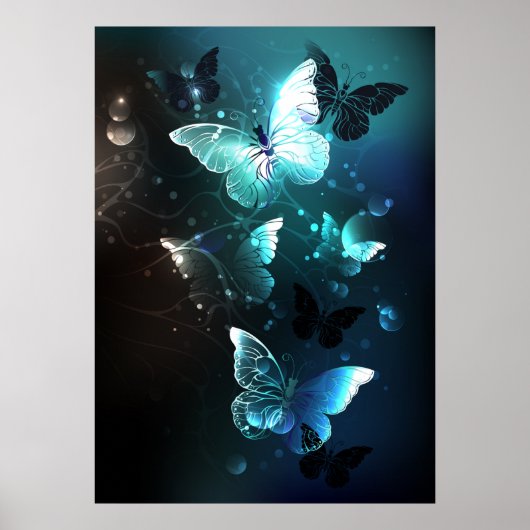 Mint Night Butterflies Poster (Voorkant)