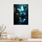 Mint Night Butterflies Poster (Keuken)