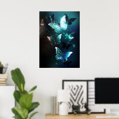 Mint Night Butterflies Poster (Thuiskantoor)