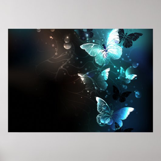 Mint Night Butterflies Poster (Voorkant)
