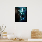 Mint Night Butterflies Poster (Keuken)
