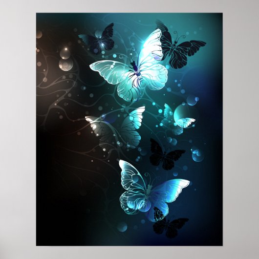 Mint Night Butterflies Poster (Voorkant)