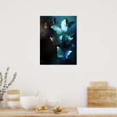 Mint Night Butterflies Poster (Keuken)