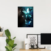 Mint Night Butterflies Poster (Thuiskantoor)