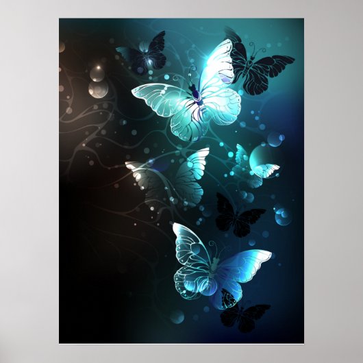 Mint Night Butterflies Poster (Voorkant)