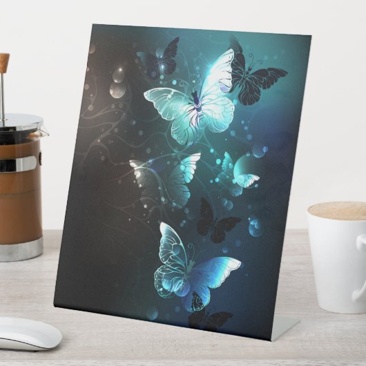 Mint Night Butterflies Reclamebord Met Voetstuk (Insitu)