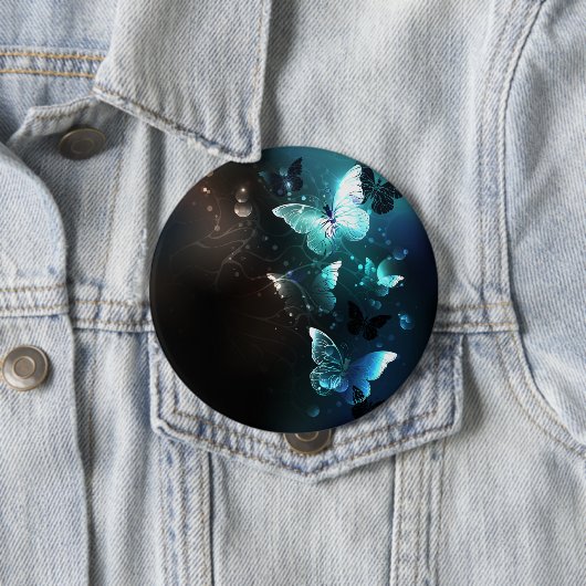 Mint Night Butterflies Ronde Button 4,0 Cm (In situ)