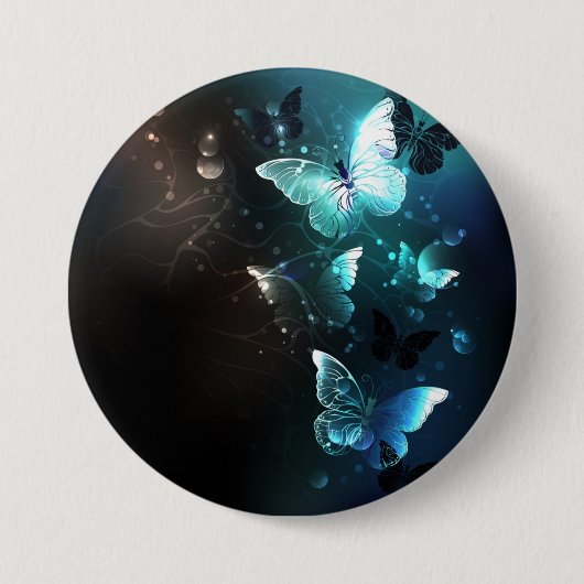 Mint Night Butterflies Ronde Button 7,6 Cm (Voorkant)