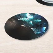 Mint Night Butterflies Ronde Kartonnen Onderzetter (Gebogen)