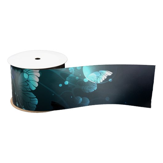 Mint Night Butterflies Satijnen Lint (Spoel)