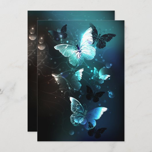 Mint Night Butterflies Save The Date (Voorkant / Achterkant)