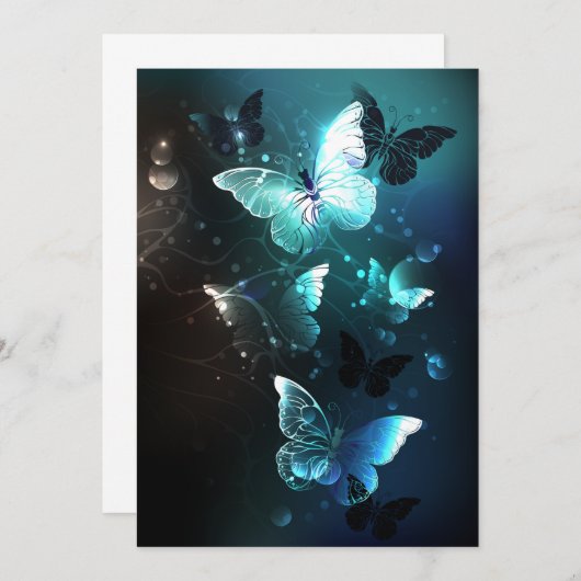 Mint Night Butterflies Save The Date (Voorkant / Achterkant)