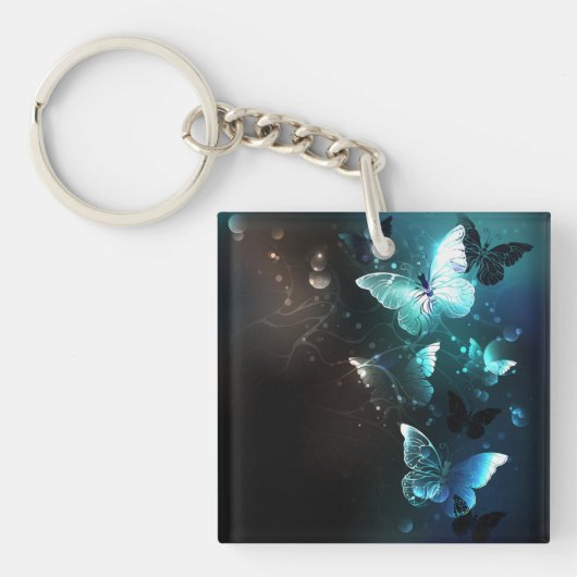 Mint Night Butterflies Sleutelhanger (Voorkant)