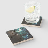 Mint Night Butterflies Stenen Onderzetter (Zijkant)