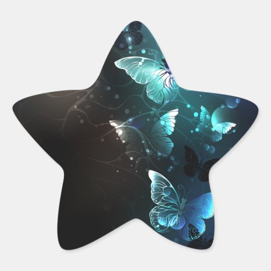 Mint Night Butterflies Ster Sticker (Voorkant)
