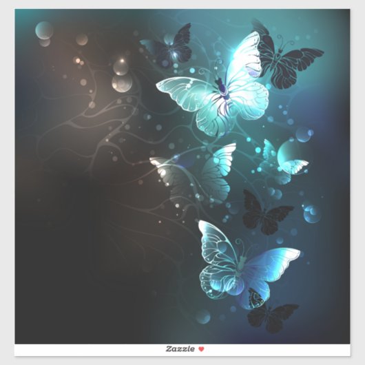 Mint Night Butterflies Sticker (Vel)