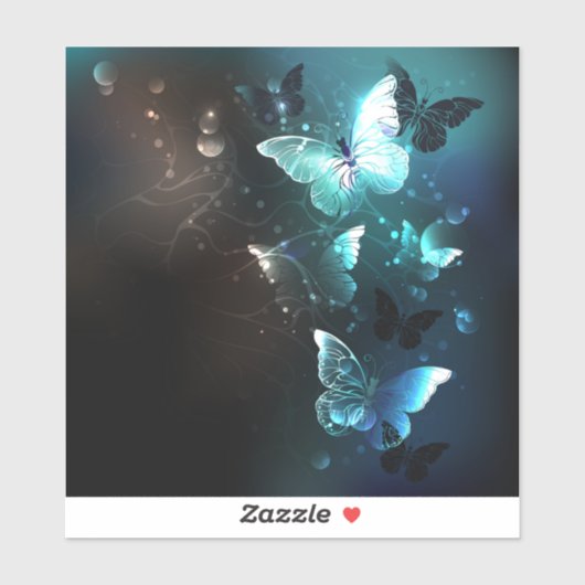 Mint Night Butterflies Sticker (Vel)