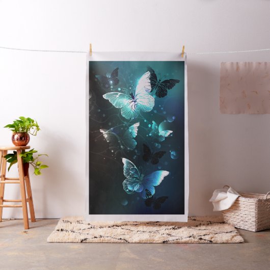 Mint Night Butterflies Stof (Voorbeeld)