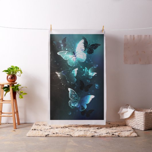 Mint Night Butterflies Stof (Voorbeeld)