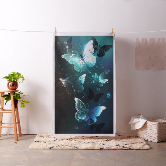 Mint Night Butterflies Stof (Voorbeeld)
