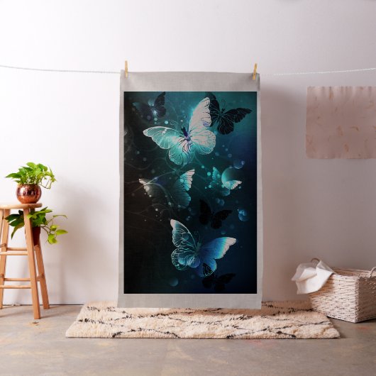 Mint Night Butterflies Stof (Voorbeeld)