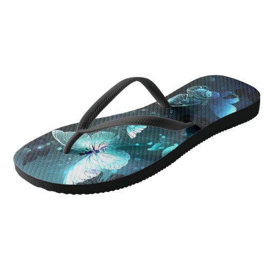 Mint Night Butterflies Teenslippers (Schuin)