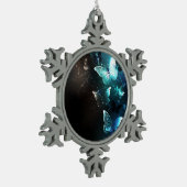 Mint Night Butterflies Tin Sneeuwvlok Ornament (Links)