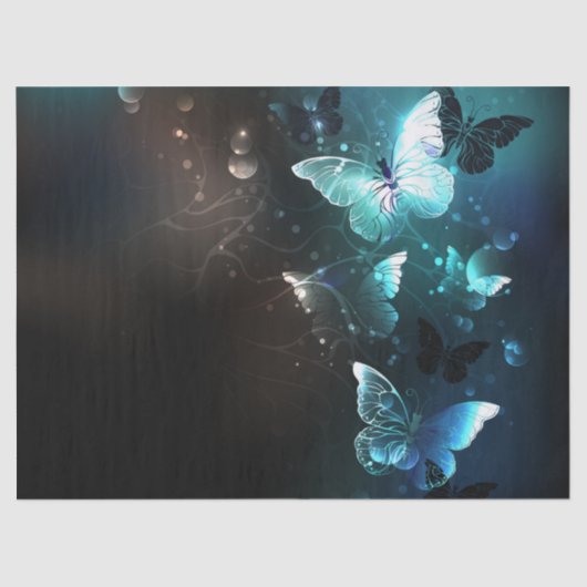 Mint Night Butterflies Tissuepapier (Voorkant)