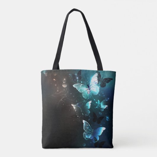 Mint Night Butterflies Tote Bag (Achterkant)