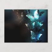 Mint Night Butterflies Uitnodiging Briefkaart (Voorkant)