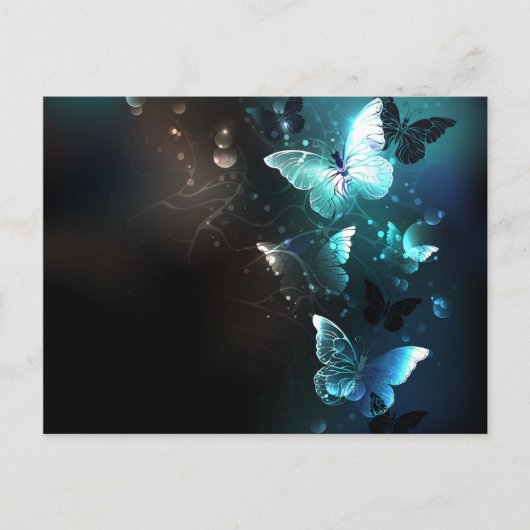 Mint Night Butterflies Uitnodiging Briefkaart (Voorkant)
