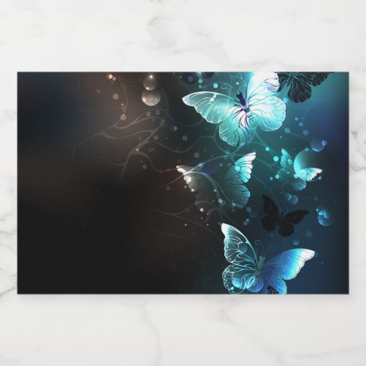 Mint Night Butterflies Voedselcontainer Etiket (Enkel label)