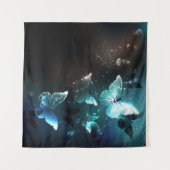 Mint Night Butterflies Wandkleed (Voorkant (horizontaal))