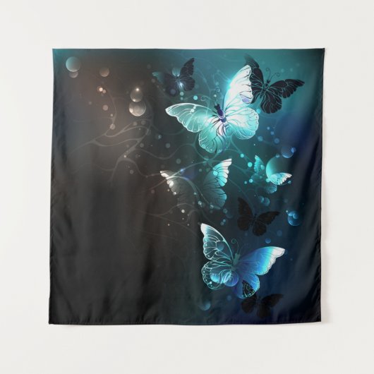 Mint Night Butterflies Wandkleed (Voorkant)