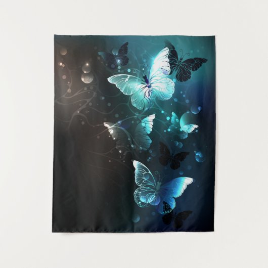 Mint Night Butterflies Wandkleed (Voorkant)