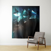 Mint Night Butterflies Wandkleed (In situ)