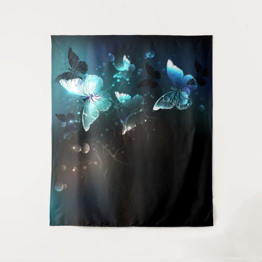 Mint Night Butterflies Wandkleed (Voorkant)