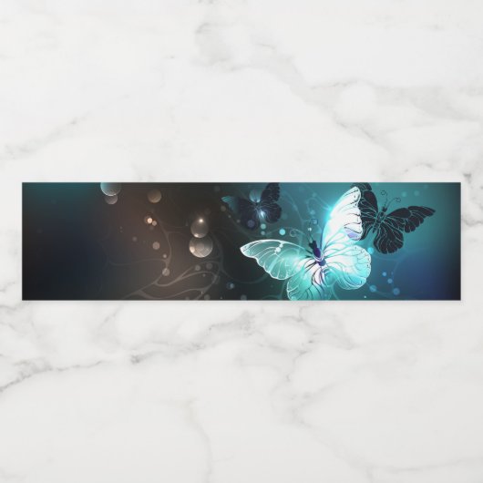 Mint Night Butterflies Waterfles Etiket (Enkel label)