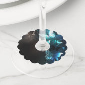 Mint Night Butterflies Wijnglaslabel (Dichtbij)